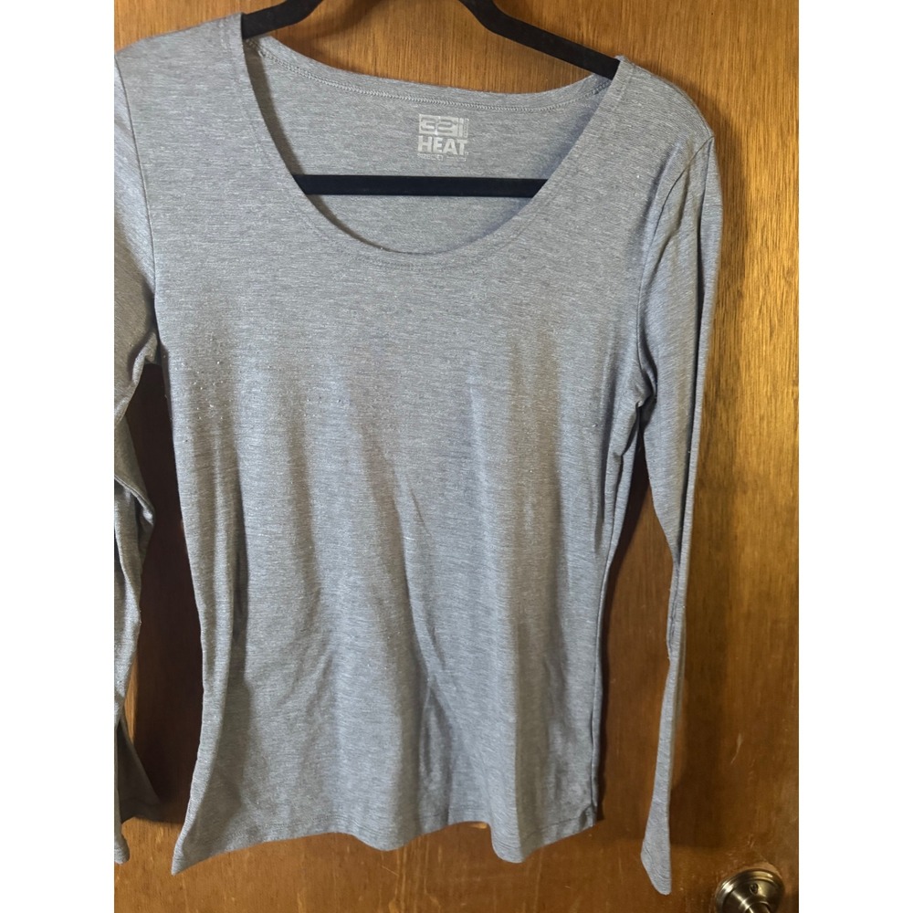 32 Degrees Heat Womens Gray Long Sleeve Scoop Neck Thermal Base Layer Top Size M